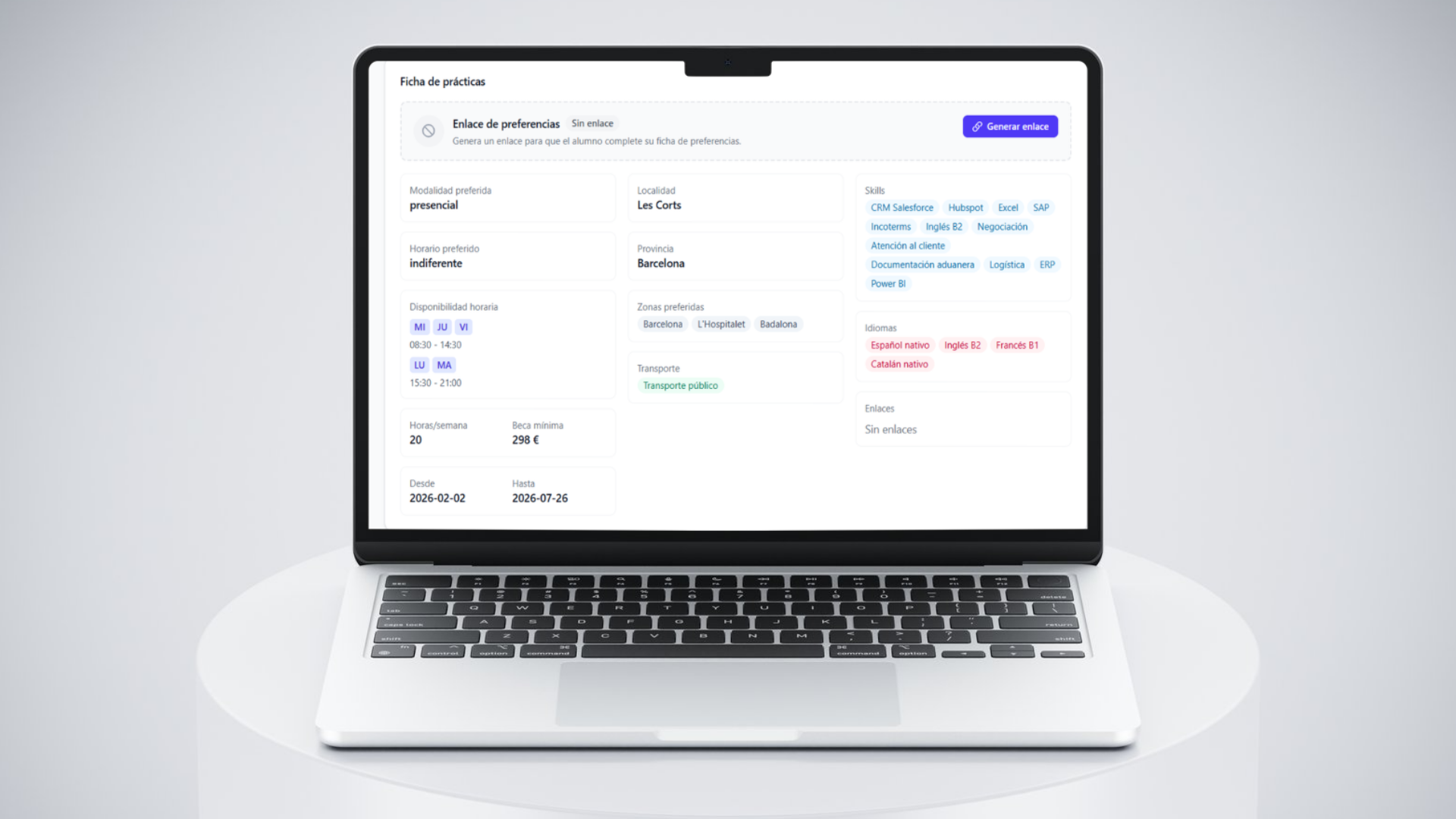 software de gestion de practicas en empresa alumnos