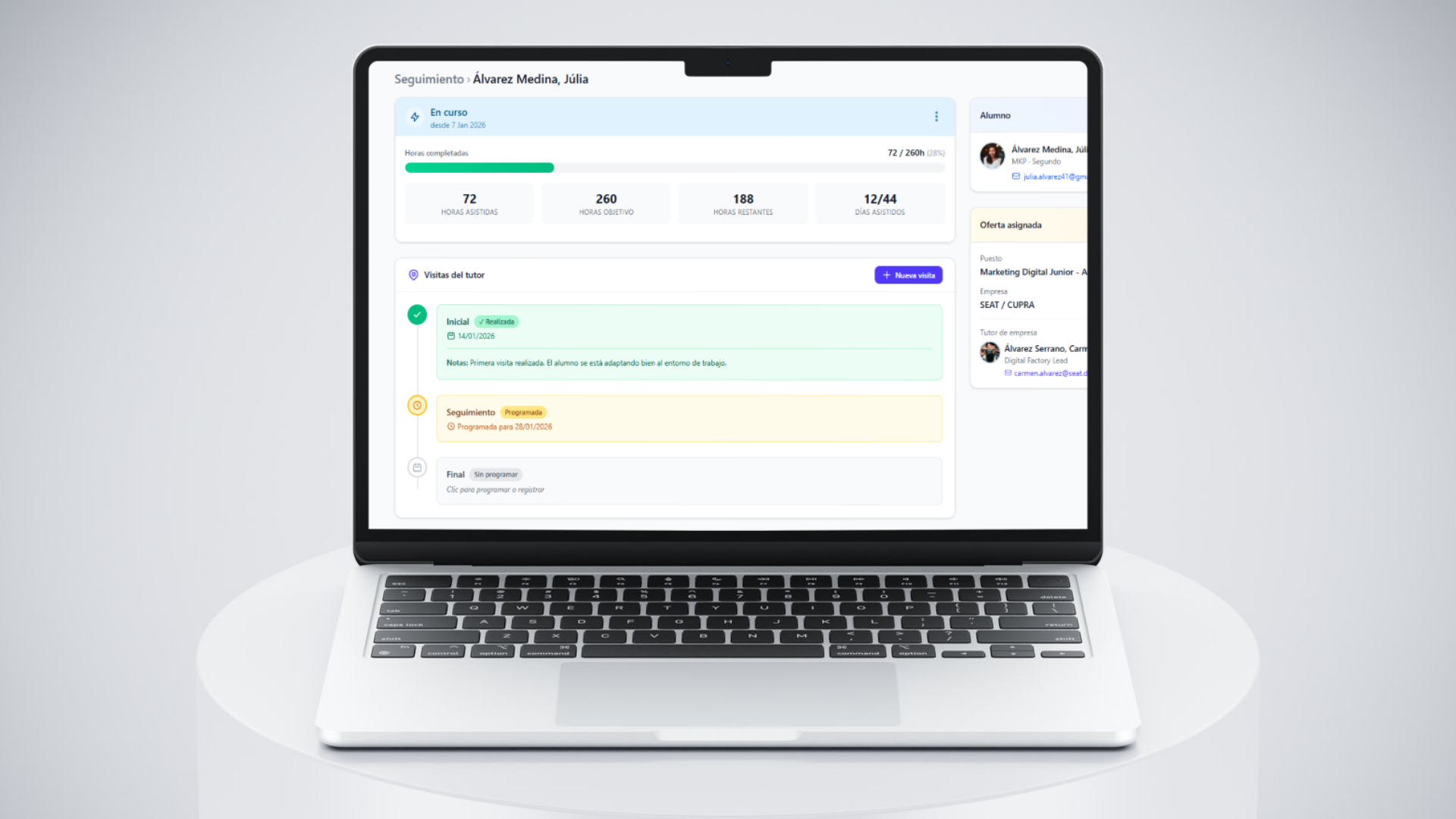 software de gestion de practicas en empresa seguimiento