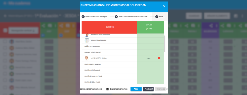 Integración con Google Classroom - Calificaciones