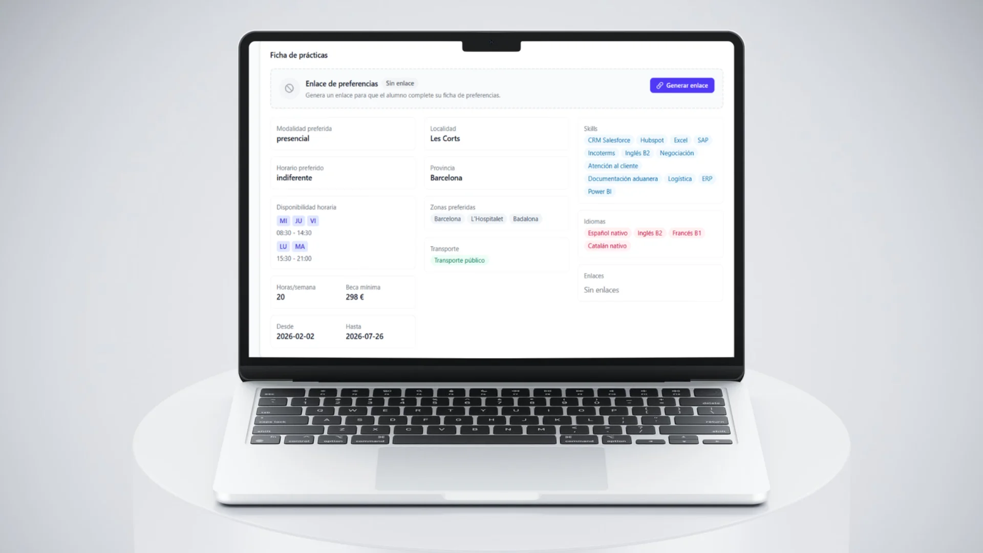 software de gestion de practicas en empresa alumnos