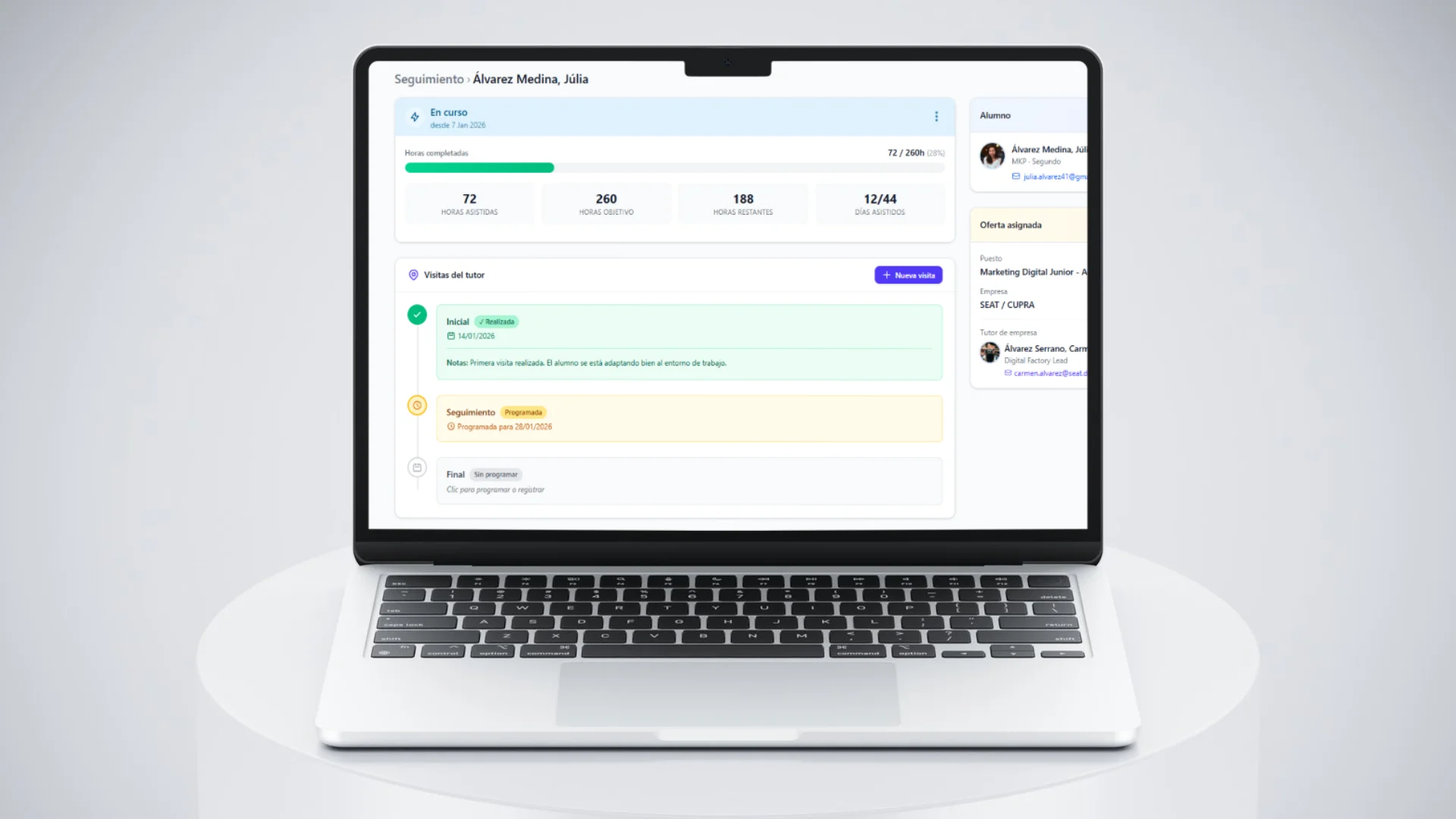 software de gestion de practicas en empresa seguimiento
